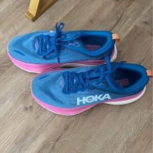 Hoka Vibrant Blue and Pink Athletic Shoes